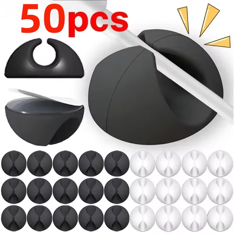 Desk Cable Organizer - 5/50Pcs Cable Clip Winder Organizer Round