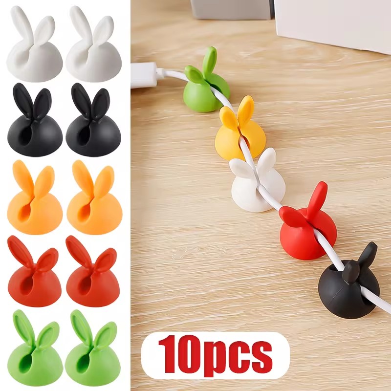 Desk Cable Organizer - Cute Rabbit Ear Cable Manager Desktop
