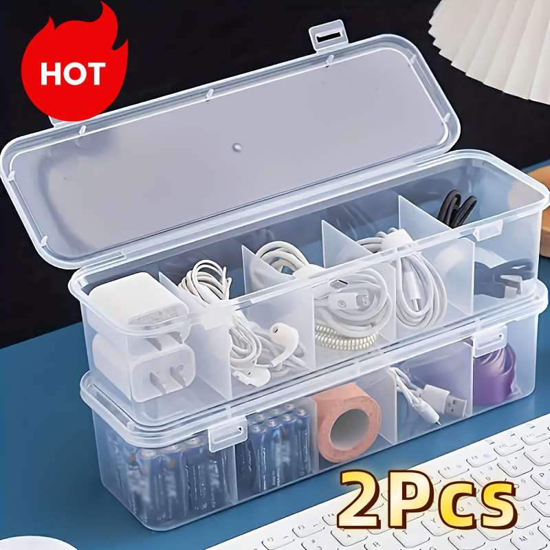Desk Cable Organizer - 2Pcs Large Cable Management Box with