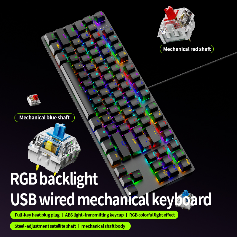 Anti-Ghosting Keyboard - AK87 Hot Swappable Mechanical Gaming Keyboard,