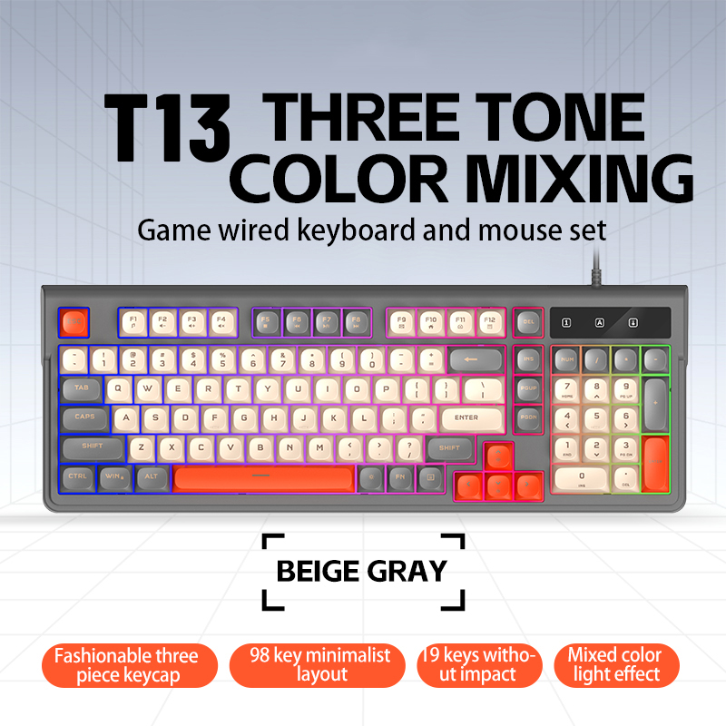 Anti-Ghosting Keyboard - New T13 Wired Gaming Keyboard 98