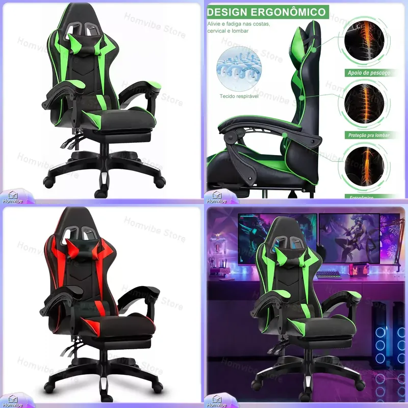 Pc Gaming Gaming - High-Back Ergonomic Gaming Chair with Footrest