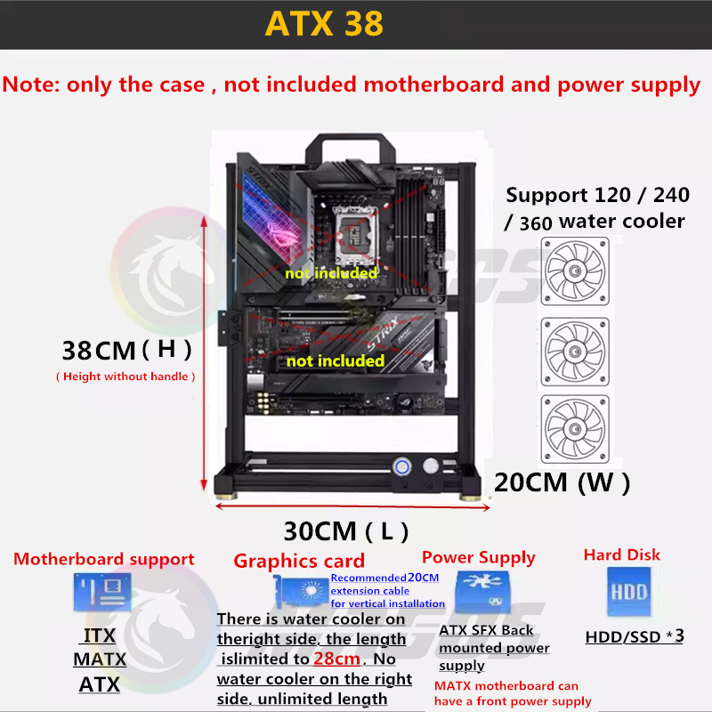 MOD ATX Open PC Case Frame For - Pc Gaming Center review and price