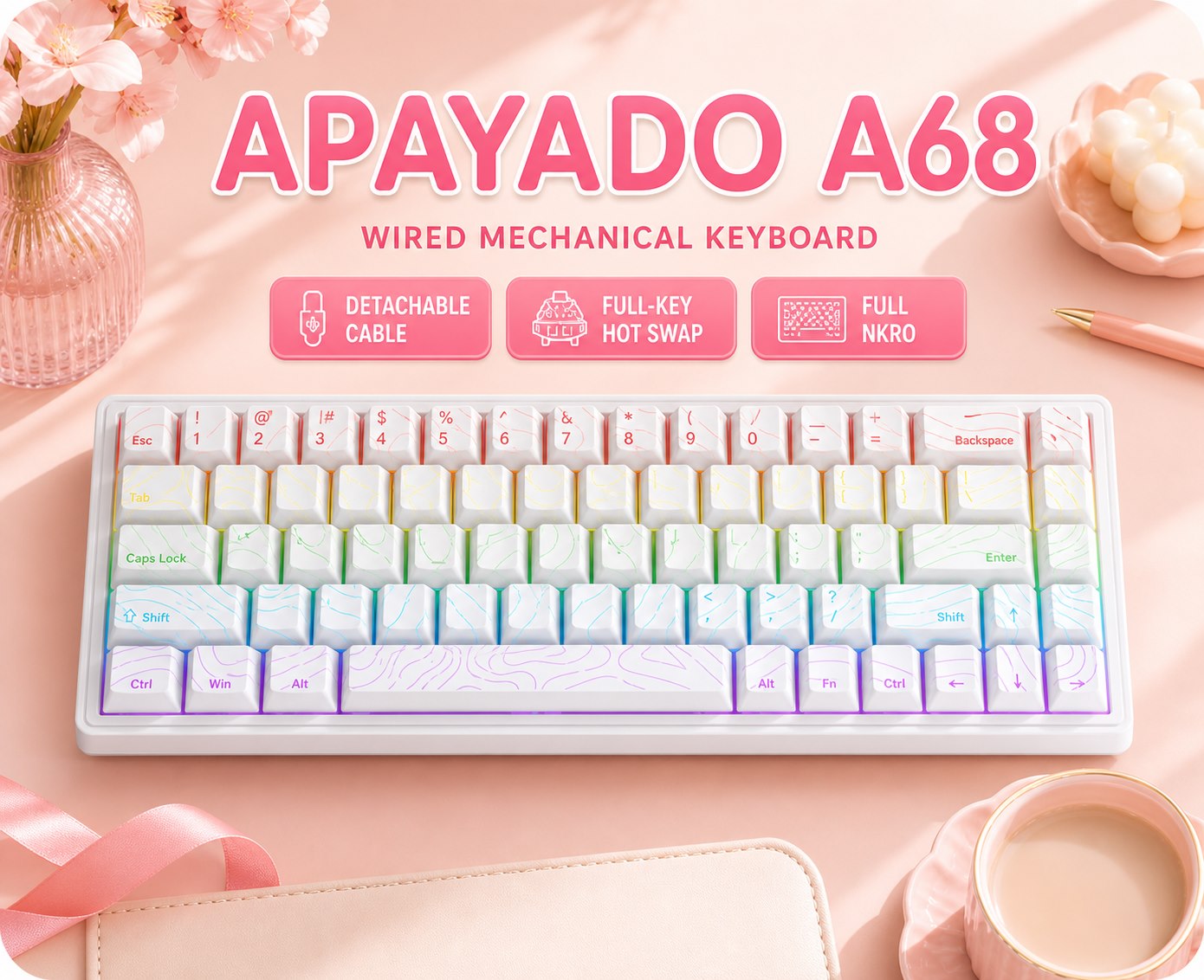 APAYADO A68 Wired Mechanical K - Anti-Ghosting Keyboard review and price