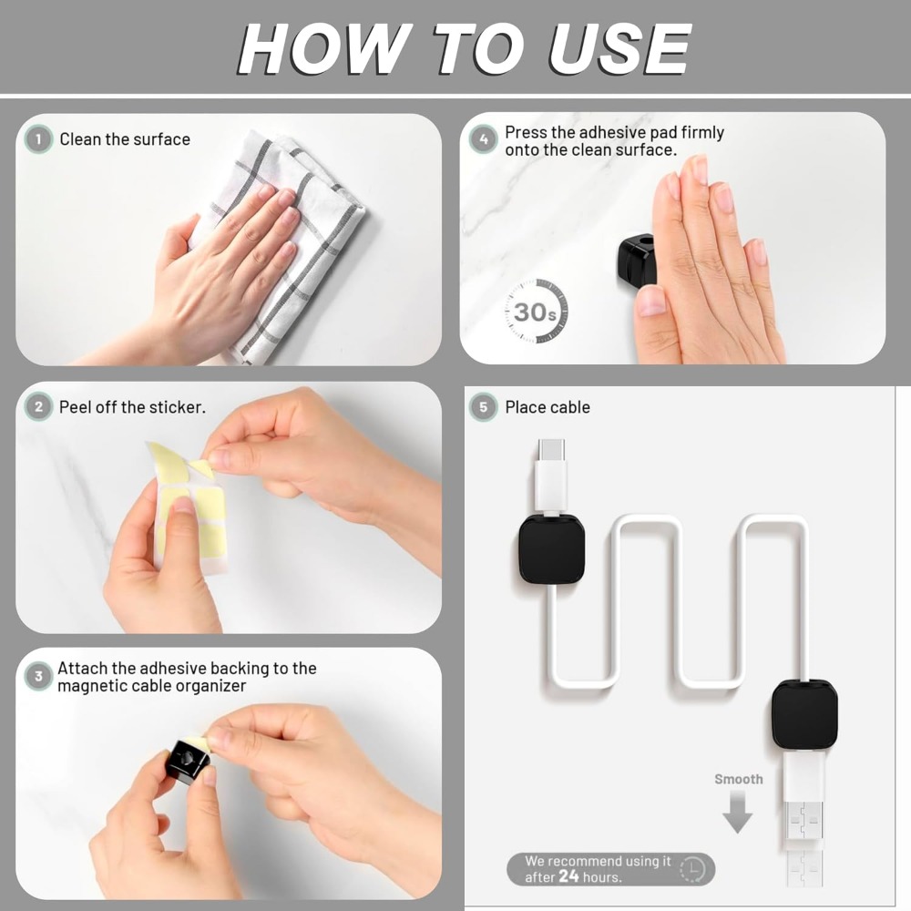 Magnetic Cable Clips for Cord  - Desk Cable Organizer review and price
