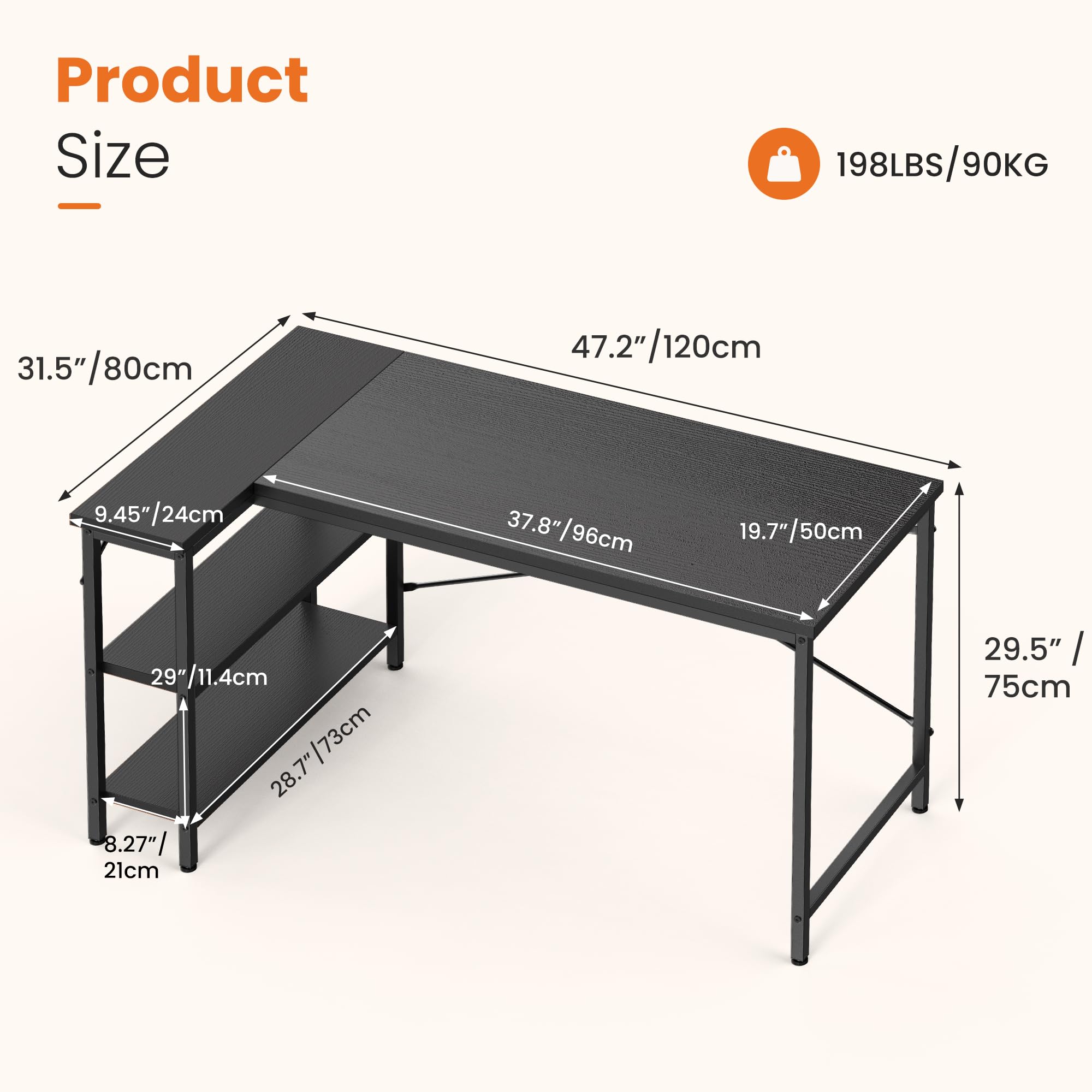 JHK L Shaped Desk 47 Inch Comp - Pc Gaming Center review and price