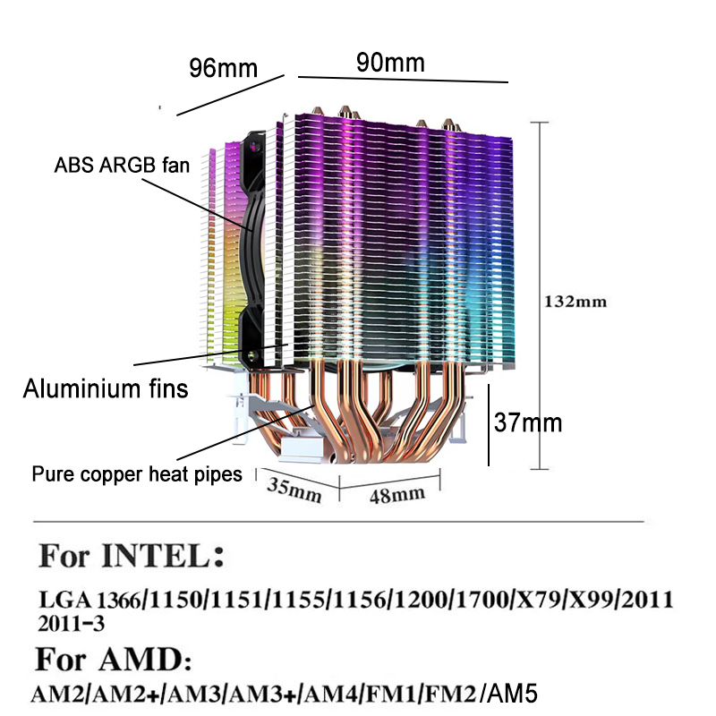 90MM ARGB CPU Cooler Fan RGB L - Pc Gaming Center review and price